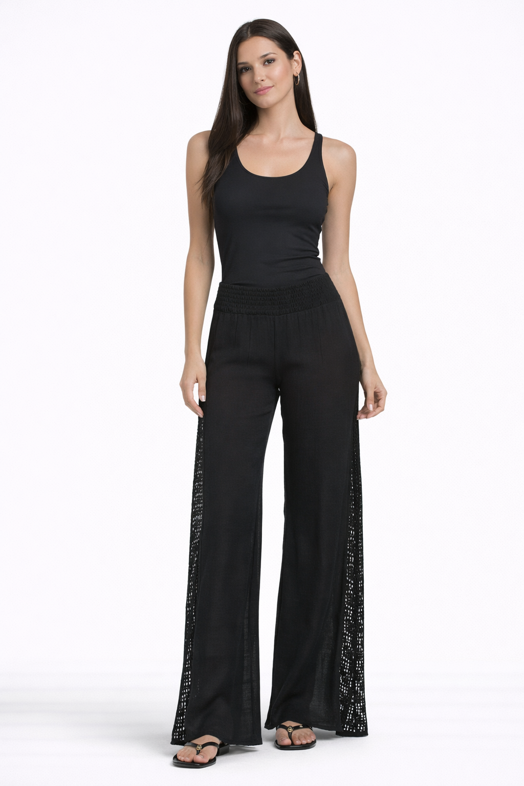 Crochet Panel Cover-Up Pants